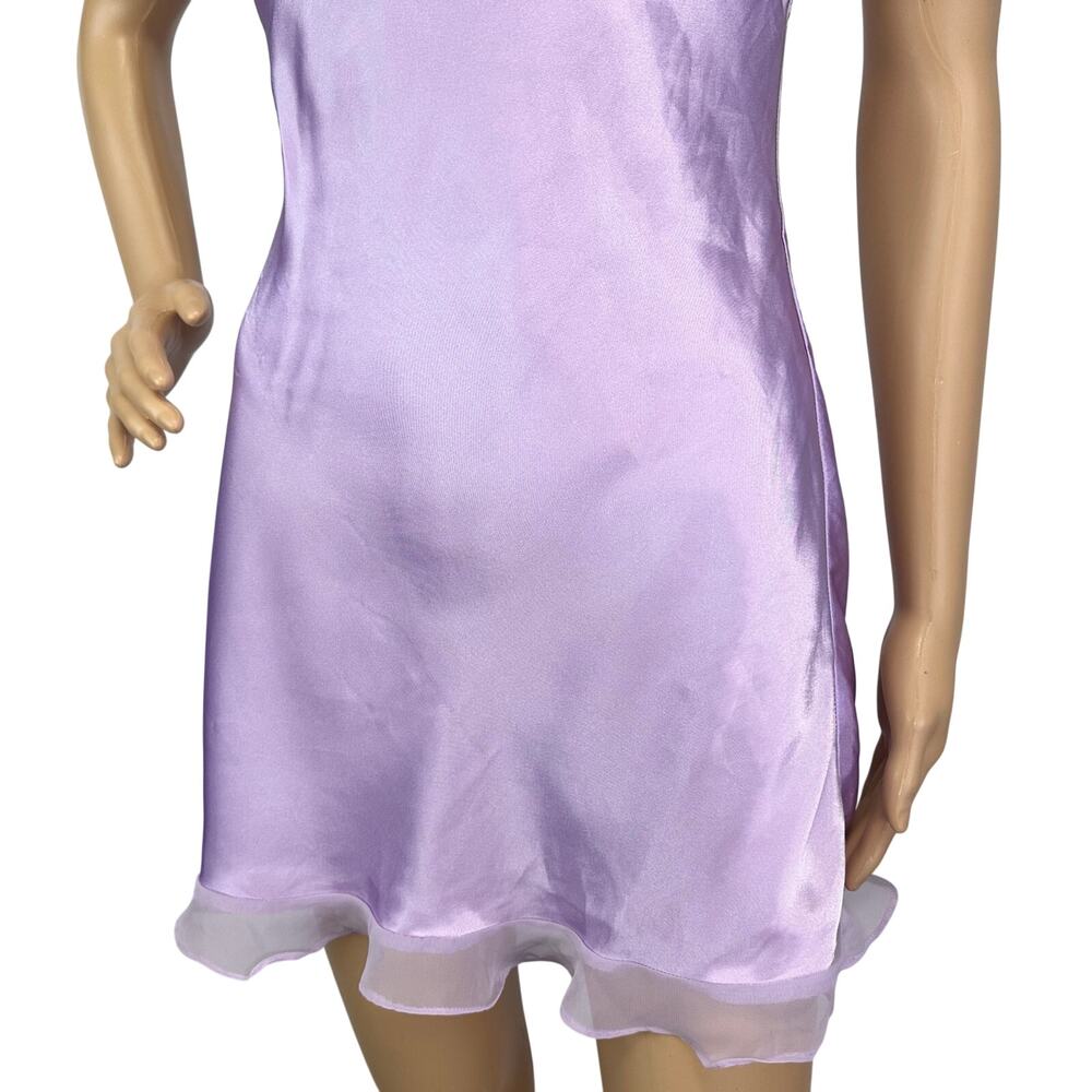 Frederick's Of Hollywood Satin & Lace Chemise Slip Lingerie Lavender Size S - Picture 7 of 9